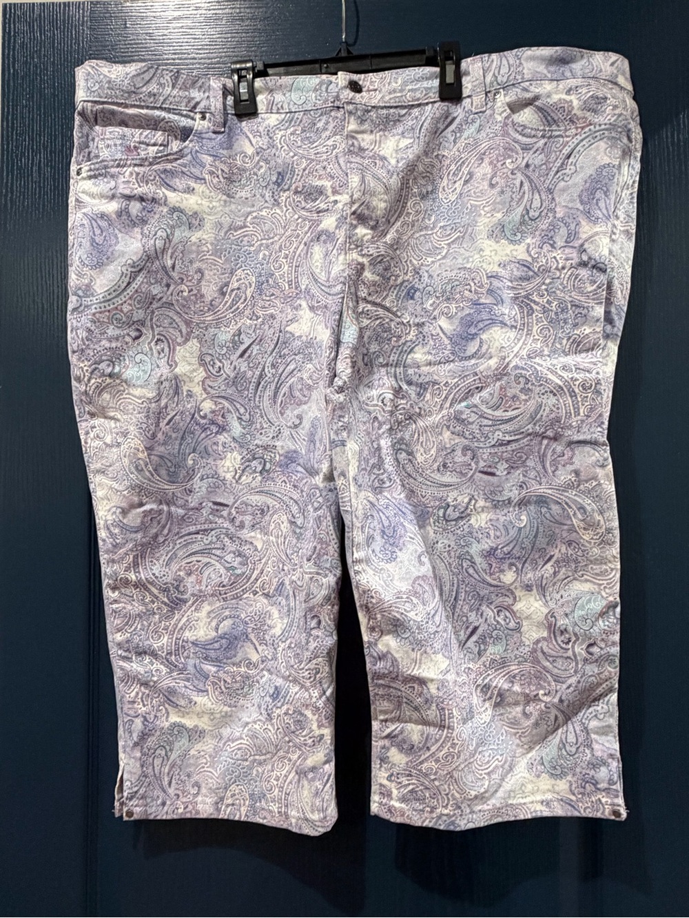 Paisley Print Cropped Jeans - Lavender Multi
